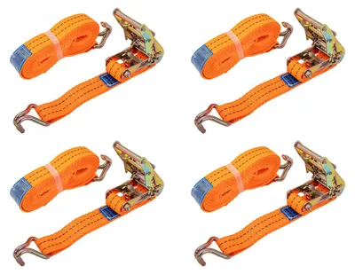 Produktbild von Satz Aus Vier Orangefarbenen Unitrailer 6M/35Mm/2T Transportgurten Mit Spannvorrichtung