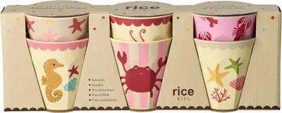 Produktbild von Rice Melamin 6er-SET Becher Medium - Ocean Print Rot