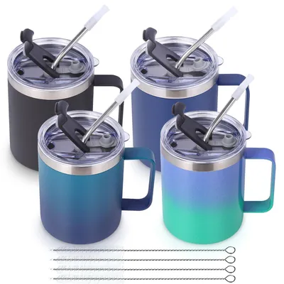 Produktbild von Doppelwandige Isolierkaffeetasse mit Griff, 4er-Pack