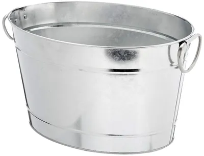 Productafbeelding van Verzinkte metalen drinkbak met kunststof inzetstuk en stevige ringgrepen, 40 x 28 x 22 cm, 11 liter