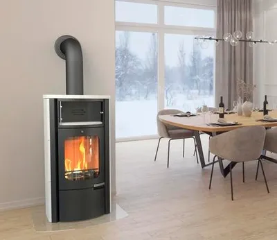 Produktbild von Rotheigner Kaminofen Bern Kalkstein Stahl schwarz 7 kW