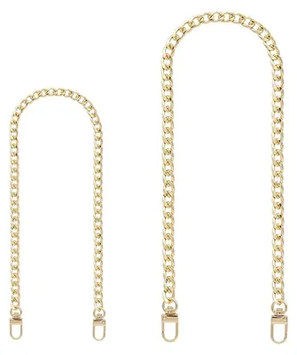 Produktbild von 2 Pcs Gold Handtaschen Kettenriemen Kurz Taschenkette Lang Trageriemen Kette Metall Schultergurt Ersatz Schulterriemen Goldkette Kettengürtel Taschenhenkel Riemen 40/120cm für Tasche Geldbörse
