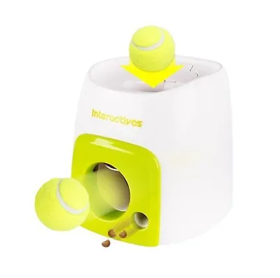 Produktbild von Automatischer interaktiver Ballwerfer für Hunde – Futterbelohnungsmaschine – Tennisball-Wurfmaschine für Hundetraining – Weiß + Grün – 1 Stück
