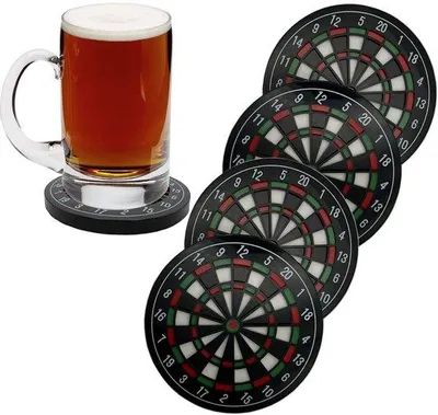 Produktbild von Set von 4 Antirutsch Bieruntersetzern, Hitzebeständig, Waschbar, für Kaffee, Bier, Wein