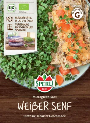 Produktbild von SPERLI Microgreen-Saat Weißer Senf Sinapis alba 50 g