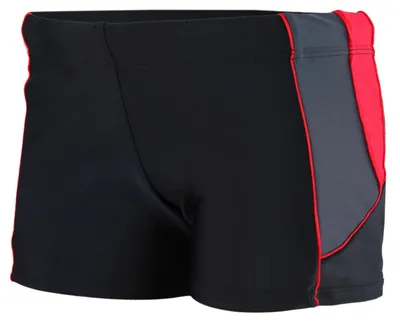 Produktbild von Aquarti Herren Badehose Kurz mit Kontrastpaspel, Farbe: 07 Schwarz / Graphit / Rot, Größe: L