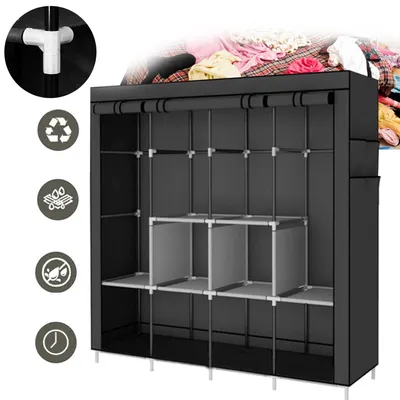 Produktbild von Faltschrank - mit Reißverschluss Stoffschrank Kleiderschrank, Camping Steckschrank Textil Garderobe