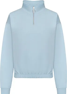 Produktbild von Just Hoods JH037 | WomenŽs Cropped 1/4 Zip Damen Sweatshirt - Farbe: Sky Blue - Größe: S