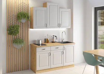 Produktbild von Küche Stilo Weiß + Artisan 150 Küchenzeile Küchenblock Einbauküche Singleküche