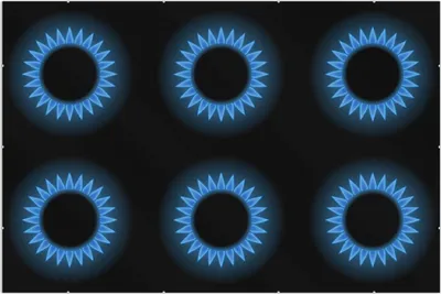Produktbild von Wallario Wandbild Flamme Gasherd bei Nacht, Größe: 61 x 91,5 cm, Poster mit rahmenlosen Bildhalter
