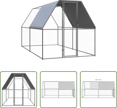 Image de The Living Store Cage à poules d'extérieur 2x4x2 m Acier galvanisé