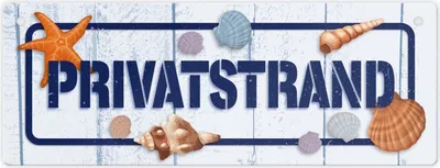 Produktbild von Privatstrand Metallschild mit maritimem Motiv