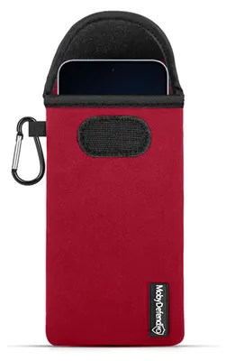 Productafbeelding van MobyDefend Hoesje - Geschikt voor  Xiaomi Redmi Note 17 Pro 5G -  Neopreen Pouch Met Karabijnhaak - Insteek - Riemlus  - Rood