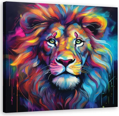 Produktbild von Leinwandbild Leopard Pop-Art Bunt 60x60 Feeby Bunt bild für die wand bereit zum aufhängen