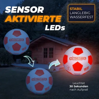 Obrázok produktu pre NIGHTMATCH Svetelný futbal - Kompletná sada - Biela-oranžová