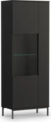 Produktbild von Vitrine Dallas WIT70, Standvitrine für Wohnzimmer, Stilvoll Vitrinenschrank 2-Türen (Farbe: Schwarz)
