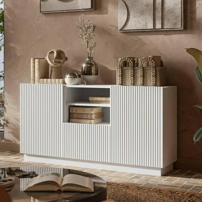 Immagine prodotto di Dmora Credenza Ermesinde 40x150x78h cm Bianco, 4 Ripiani un Cassetto