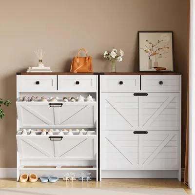 Image de Armoire à chaussures - Armoire à chaussures avec tiroir - Rangement à chaussures - Meuble à chaussures - Étagère à chaussures