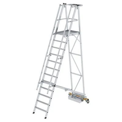 Produktbild von MUNK Podestleiter fahrbar mit schmaler Traverse 12 Stufen