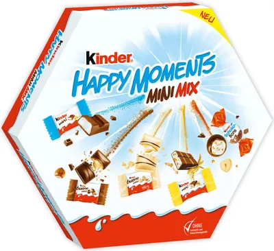 Produktbild von Ferrero KINDER HAPPY MOMENTS MINI, Chocolate snacks, Schokolade, 162 g, 2360 kJ, 566 kcal, 8,7 g