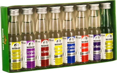 Produktbild von Streitberger Tasting-Set Geistreiches Franken | Miniaturenset mit 8 verschiedenen Obstbränden | 8 mal 2 cl.