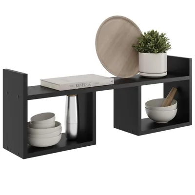 Produktbild von Wandregal Schwarz – Modernes Hängeregal im Loft-Stil, Offenes Regal für Wohnzimmer, Schlafzimmer, Büro und Küche