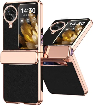 Produktbild von Handyhülle für Oppo Find N3 Flip, Scharnierschutz, Luxus Galvanisierter Litschi Glänzender Diamant Schutzhülle Schwarz