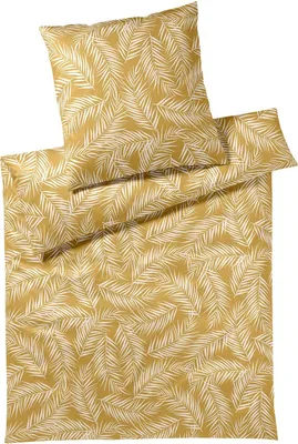 Produktbild von elegante Mako-Satin Bettwäsche-Garnitur Maison Leaves Farbe Gold Größe 135x200+80x80