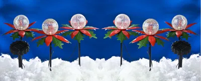 Produktbild von LED Solar-Weihnachtsterne 2x3er mit Farbwechsel Weihnachtsdeko Gartendeko Balkon
