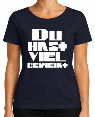 Productafbeelding van "Veel gehuild" dames T-shirt met een sarcastische en ironische print, marineblauw, maat XL