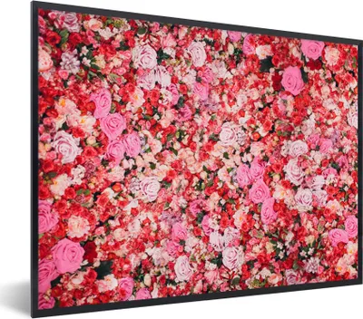 Produktbild von MuchoWow® Gerahmtes Poster Blumen - Farben - Rosen 80x60 cm - Poster mit Schwarzem Bilderrahmen Wandposter Rahmen Foto Bilder - Schwarzem - Mit Gestell