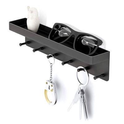Schlüsselbrett mit Ablage, Schlüsselhalter mit 6 Haken, Schlüsselkasten, Schlüsselablage Wand, Schlüsselboard