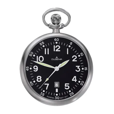 Produktbild von DUGENA 4288289-1 Taschenuhr Lepine mit Kette Uhr Datum schwarz