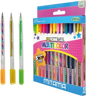 Produktbild von Glitzerstifte – 13-teilig – Neonfarben und Regenbogenfarben – Etui – 5 Glitzerfarben – 5 Neonfarben und 3 Regenbogenfarben