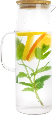 Produktbild von Krumble Karaffe mit Griff und Deckel 1,5 Liter - Wasserkaraffe - Glas - Holz