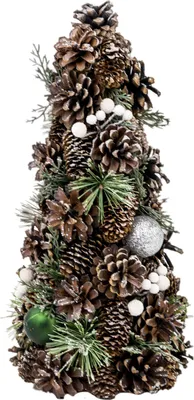 Obrázek produktu pro MagicHome vánoční stromek, přírodní, se zelenými ozdobami, 36 cm