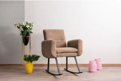 Produktbild von Hanah Home, Kono - Light Brown, Schaukelstuhl, 100 % Metall, Hellbraun, 50 x 50 x 48 cm