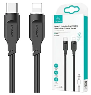 Immagine prodotto di Cavo Usams da Usb-C a Lightning 20 W 1,2 M Pd a ricarica rapida serie Lithe nero/nero Sj566Usb01 (Us-Sj566)