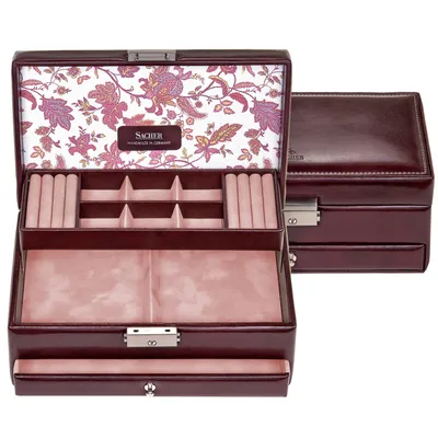 Produktbild von Sacher Schmuckkoffer Schmuckkasten FLORAGE bordeaux Schloss Schublade