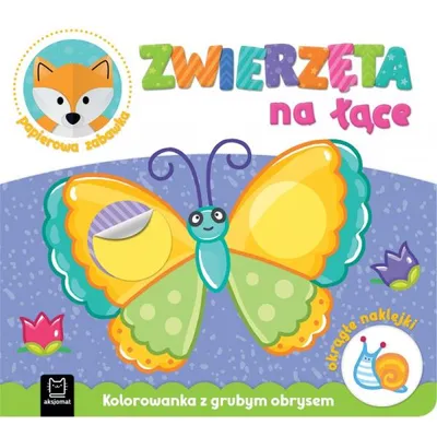 Immagine prodotto di Zwierzęta na łące. Kolorowanka z grubym obrysem, okrągłe naklejki, papierowa zabawka - Opracowanie zbiorowe (Malbücher für Kinder auf Polnisch)