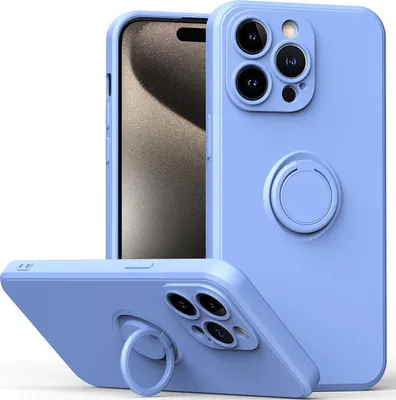 Produktbild von iPhone 15 Pro Max Handyhülle, Ring Halter Ständer Kratzfeste Weiche Silikon schutzhülle für iPhone 15 Pro Max Violett