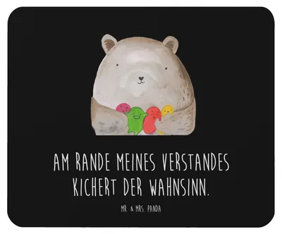Produktbild von Mr. & Mrs. Panda Mauspad Bär Gefühl - Schwarz - Geschenk, Mousepad, laptop, mousematte, pc mausunterlage, Verrückt, Durchgedreht, Teddy, Mouse Pad, Wahnsinn