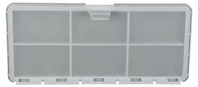 A gray filter with a white frame is shown against a white background.