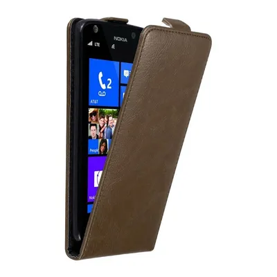 Obrázek produktu pro Cadorabo pouzdro pro Nokia Lumia 925 Ochranný kryt v hnědé barvě Flipové pouzdro Kryt na mobil