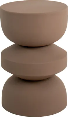 A brown, three-tiered stool or side table.