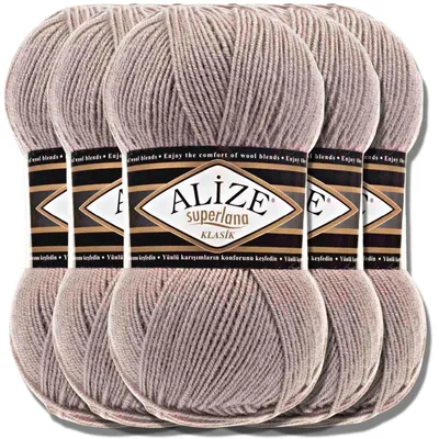 Produktbild von Alize 5x 100g Superlana Klasik Wolle, Uni, Häkeln, Stricken (Mink | 541)