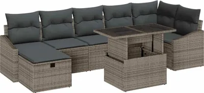 Obrázok produktu pre vidaXL Záhradná sedacia súprava 8 ks Grey Poly-Rattan
