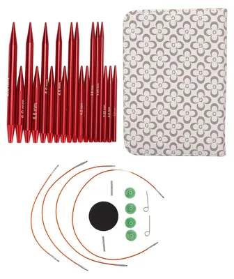 Produktbild von Rundstricknadel-Set aus Aluminium, 3 bis 6 mm, zum Glätten, austauschbar, mit Tasche für Stoff