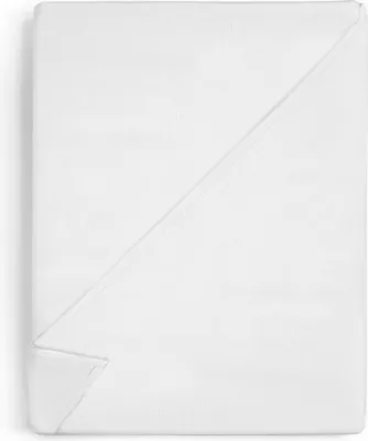 A folded white bedsheet on a white background.