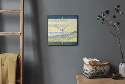 Produktbild von Coloray Hodiny Unikátní 30x30 cm  Tiché hodiny Pro obývací pokoj a kuchyň Nástěnné hodiny Plátno Bílé ručičky hodin - přímořská krajina
